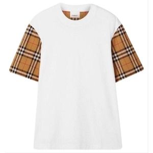 BURBERRY check sleeves tee shirt